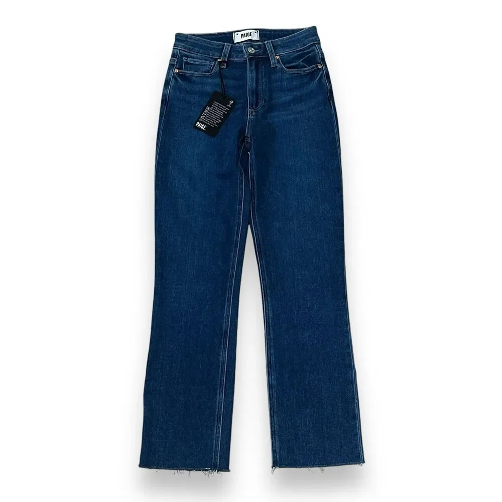 NWT PAIGE Cindy High Rise Straight Crop Jeans Womens 24 Wonderwall Dark Wash